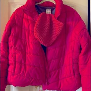 Old Navy Sz XL Berry pink short fleece lined puffer